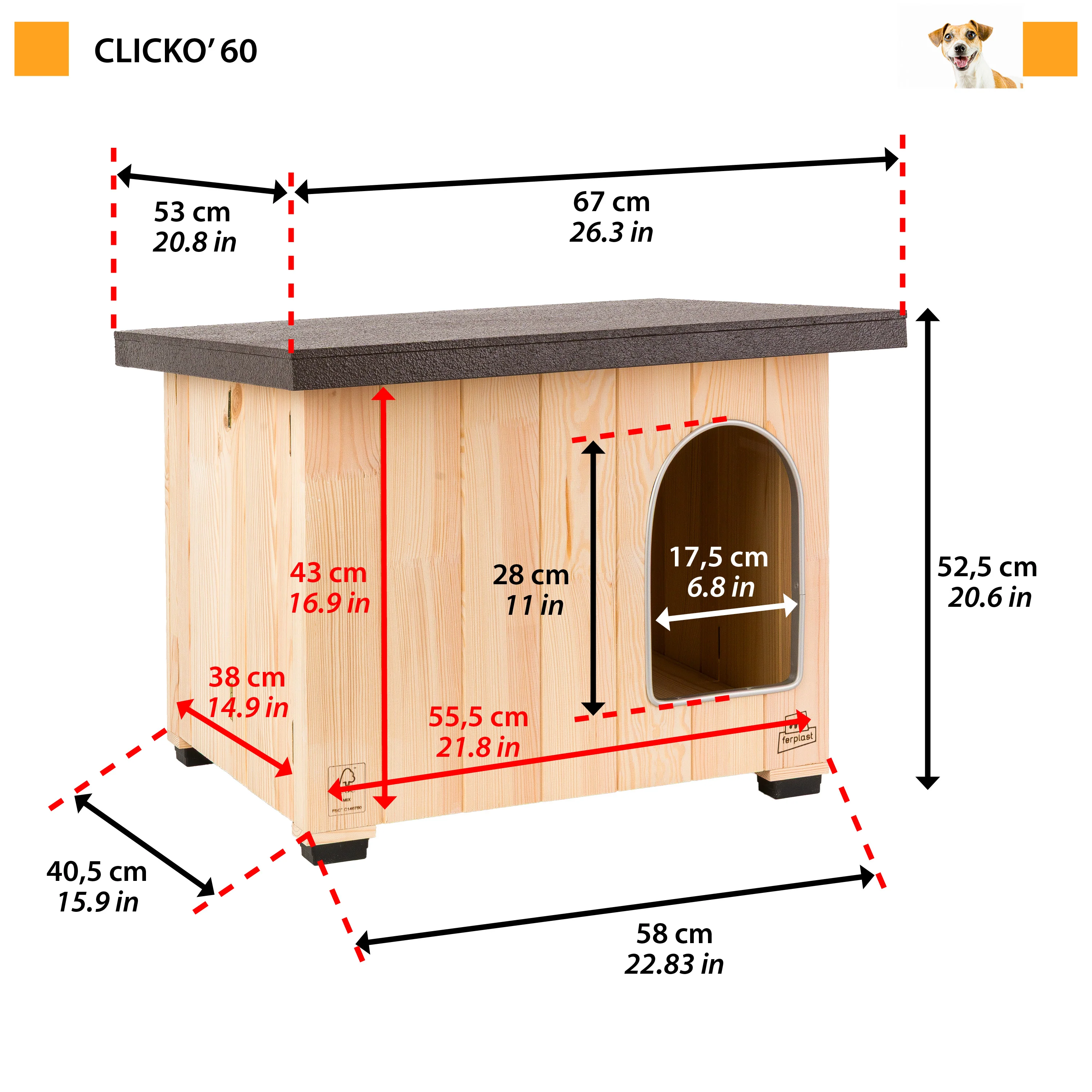 CLICKO Niche pour chien en bois - Image 2