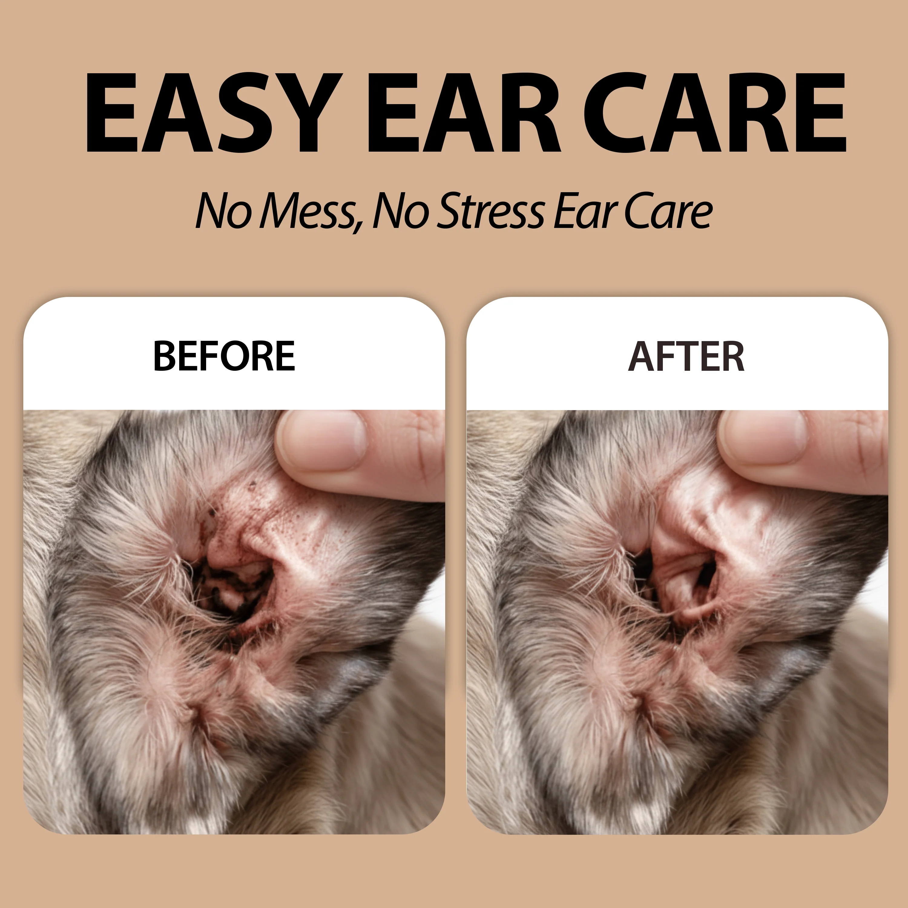 LINGETTES JETABLES POUR LE NETTOYAGE DES OREILLES DES CHIENS ET DES CHATS (x50) - NATURÉ - Image 5