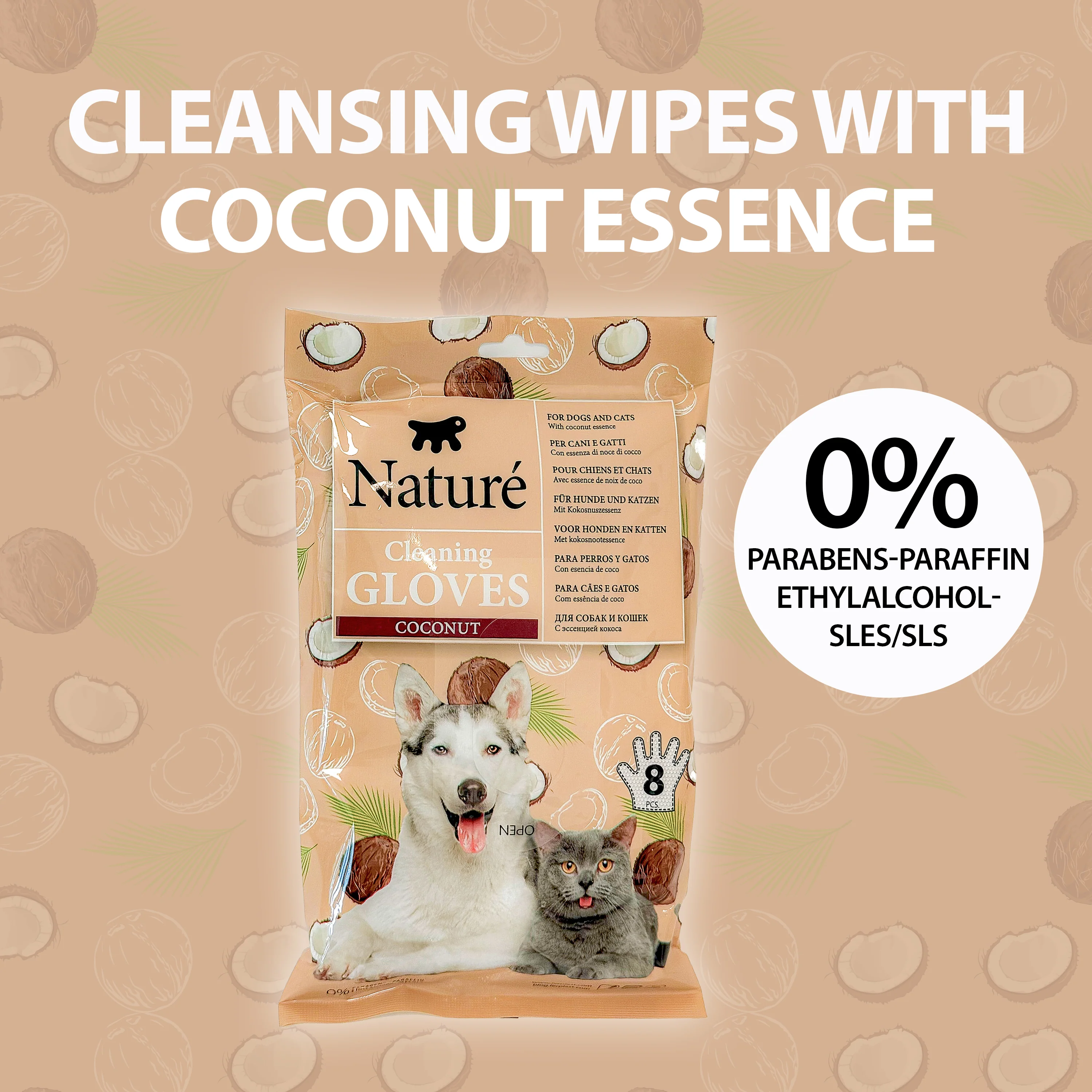 NATURÉ GANTS NETTOYANTS À LA NOIX DE COCO (X8) - Image 2